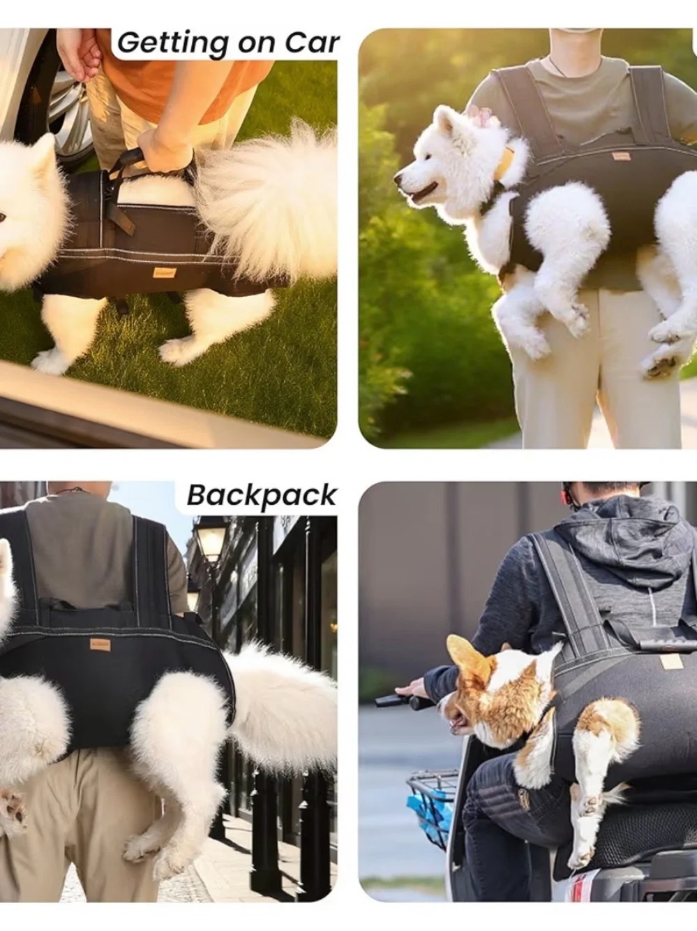 XL Adjustable Black Dog Support Harness and Carrier